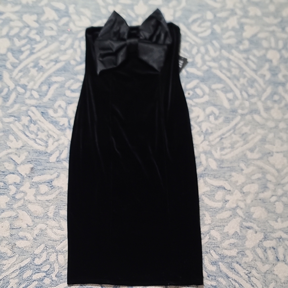 Express Black Strapless Velvet Dress with Bow